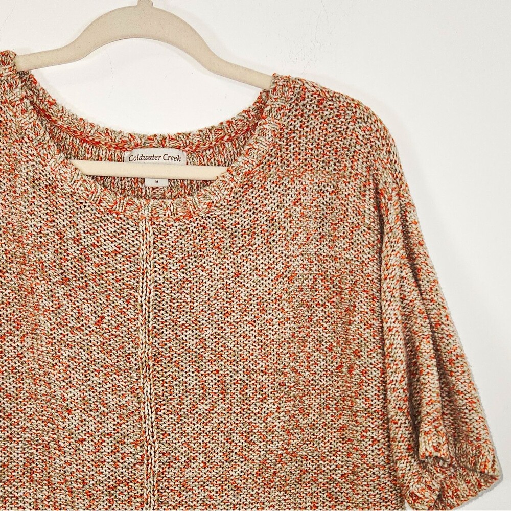 Coldwater Creek Marled Knit Pullover Sweater Crew Neck short Sleeve M